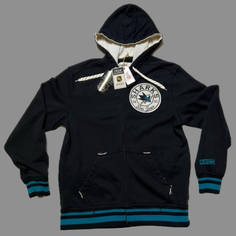 San Jose Sharks New Official NHL CCM Zip Up Hoodie